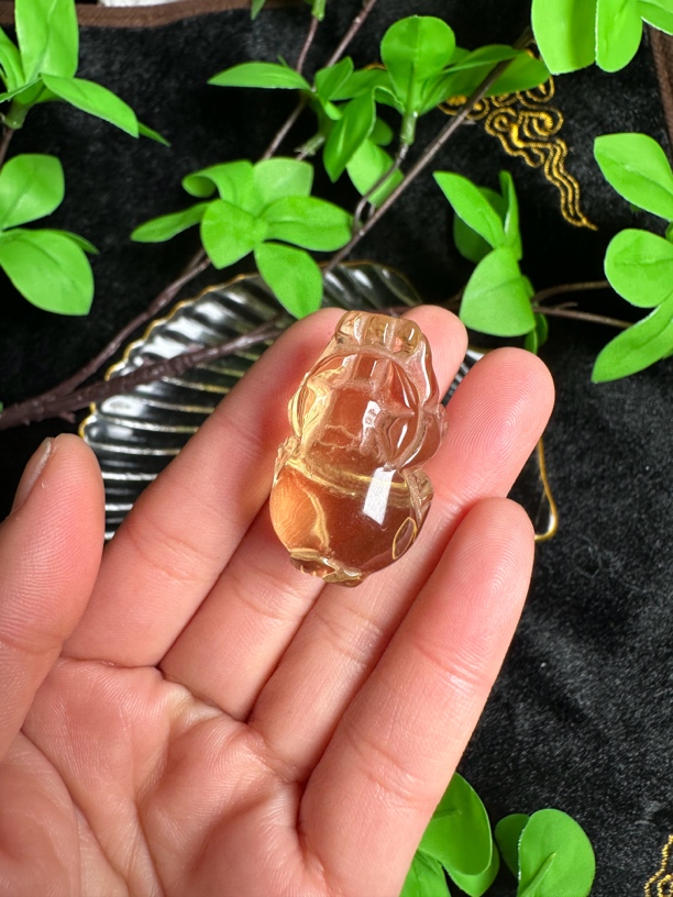 天然黄水晶貔貅摆件