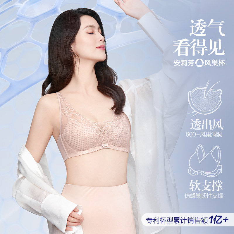 【玫瑰风巢杯】安莉芳内衣女蕾丝大显小收副乳文胸EBW0934