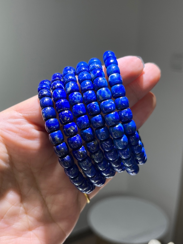 阿富汗 天然青金石直切 有白有金6～7mm