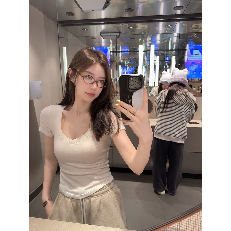 【Lilylikes】“纯欲大领T”醋酸/天丝羊毛奢感细柔 纯欲大领子短袖T