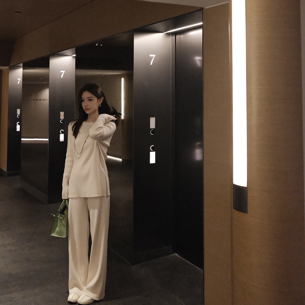 【LILYLIKES】可机洗精纺绵羊毛14针细坑条超显瘦老钱套装