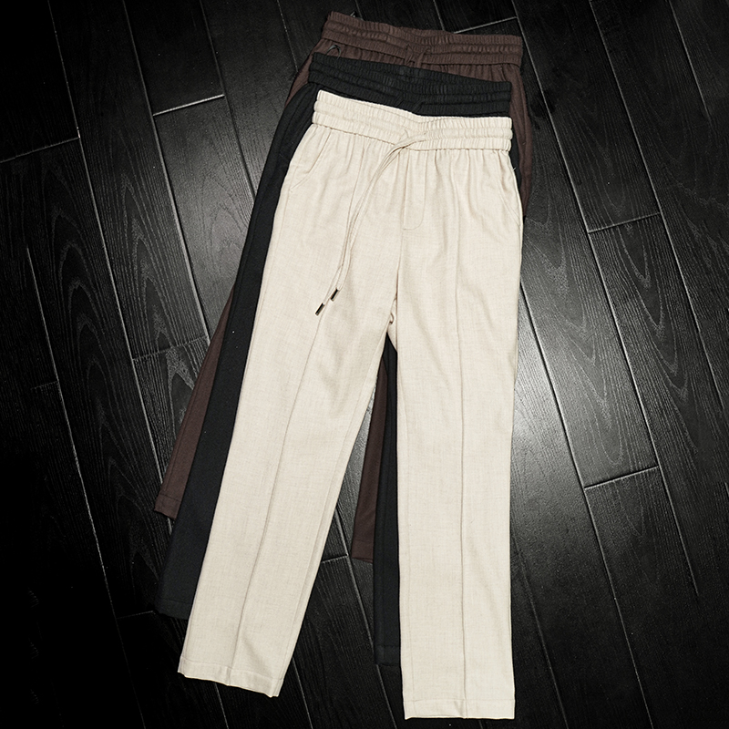 【DD】秋冬新款绵羊毛抽绳休闲裤男士桑蚕丝百搭羊绒长裤KZ86601