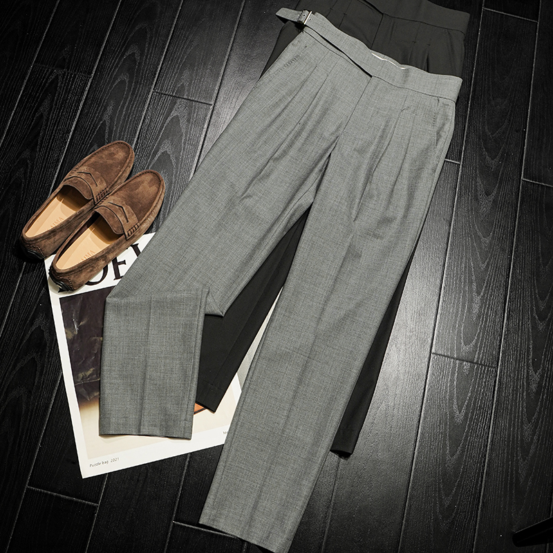 春秋季直筒绵羊毛男士简约西装裤纯色休闲正装男装西裤KZ8027-2集