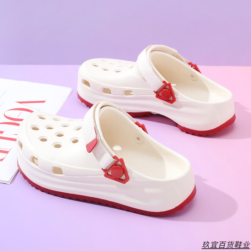 洞洞鞋女款防滑外穿厚底沙滩鞋网红超火户外包头拖鞋2024新款凉鞋