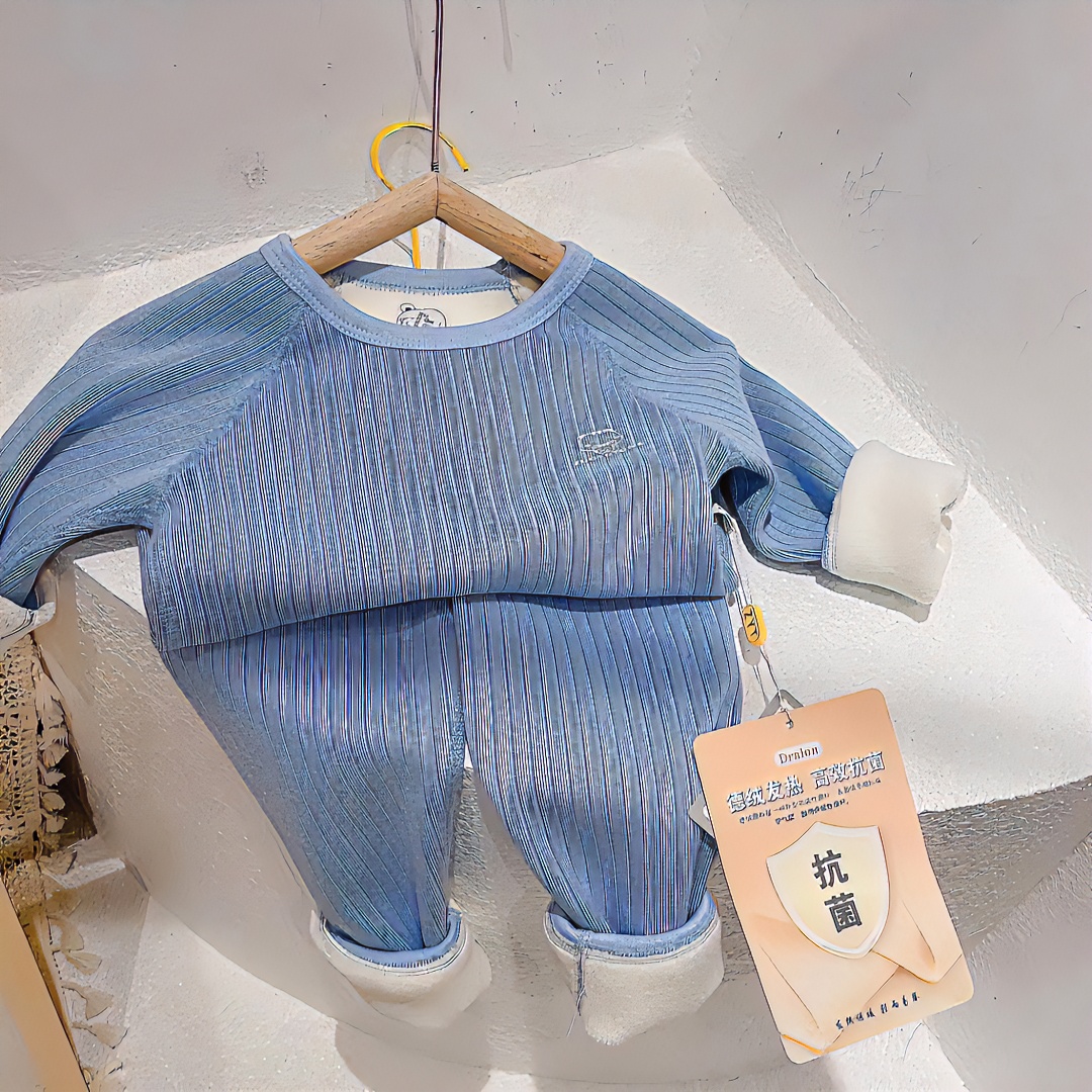 儿童冬季奥粒绒韩版男女童加绒保暖内衣套装宝宝秋季加绒长袖洋气