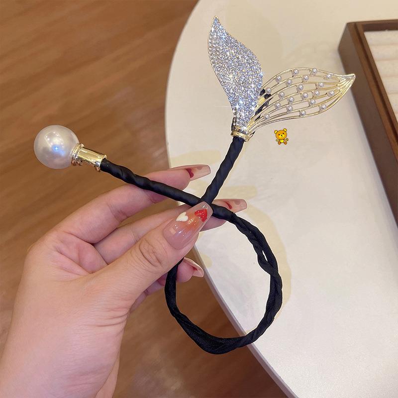 珍珠鱼尾魔术扭扭夹夏季懒人丸子头盘发神器水钻发夹女后脑勺头饰