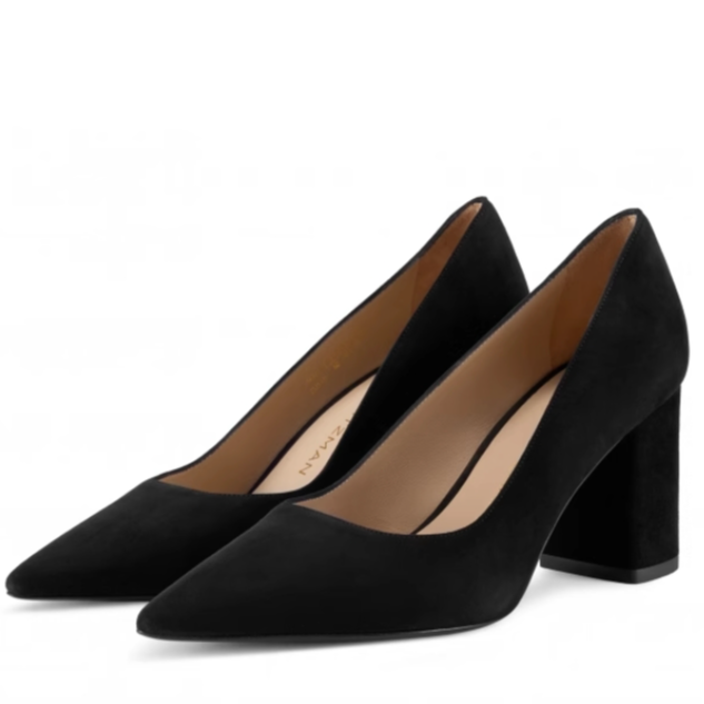 【北京东方】SW STUART POWER BLOCK 75 尖头粗跟高跟鞋浅口单鞋