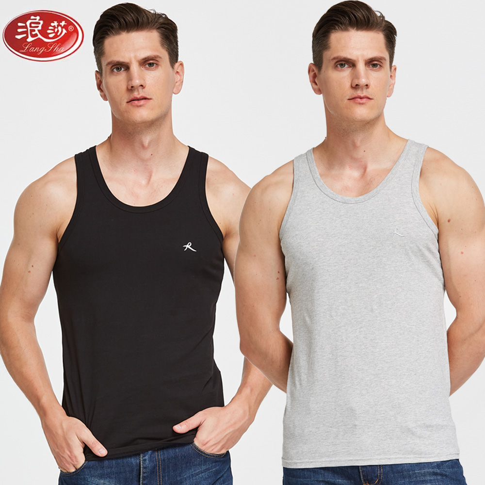  浪莎男士背心莱卡棉春夏打底衫运动修身汗衫无袖健身弹力背心男