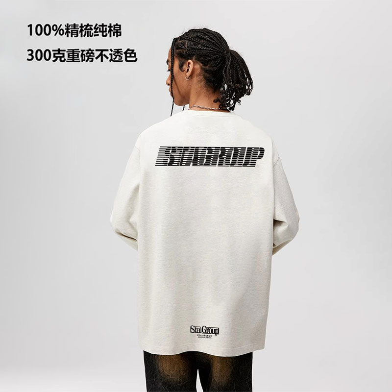 STA. SRXRMD潮牌百叶窗SR长袖T恤美式宽松重磅男春秋情侣打底上衣