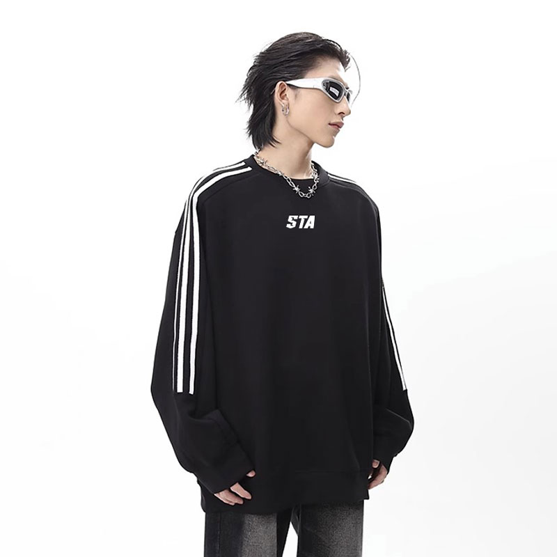 STA. SRXRMD潮插肩精致小标圆领卫衣男美式宽松重磅情侣秋冬上衣