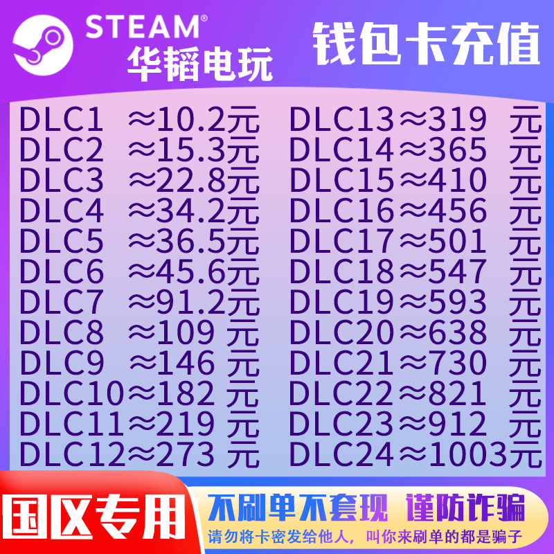 【自动秒发】Steam中国区 充值卡 国区钱包充值码 余额礼品卡