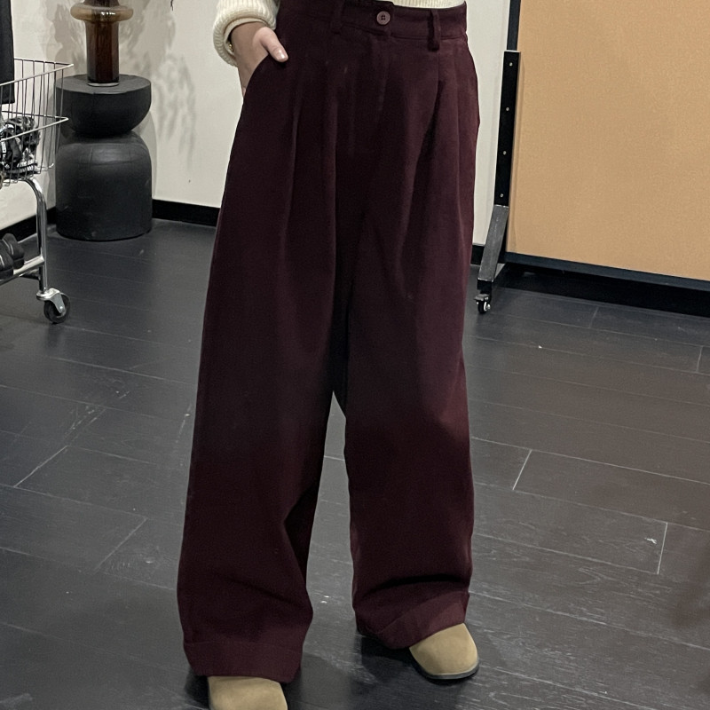 【 雨•美 推荐 】8830-1红色休闲百搭简约阔腿裤