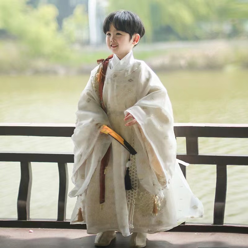 喵小喵原创灵菊春秋圆领广袖秋冬儿童学生汉服日常明制中国风古装