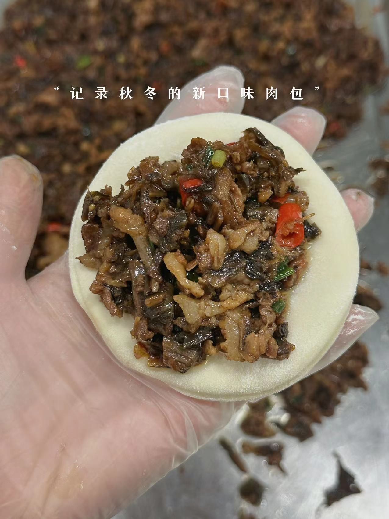 【潮汕纯手工】梅干菜猪肉包500g(微辣） 到手4个