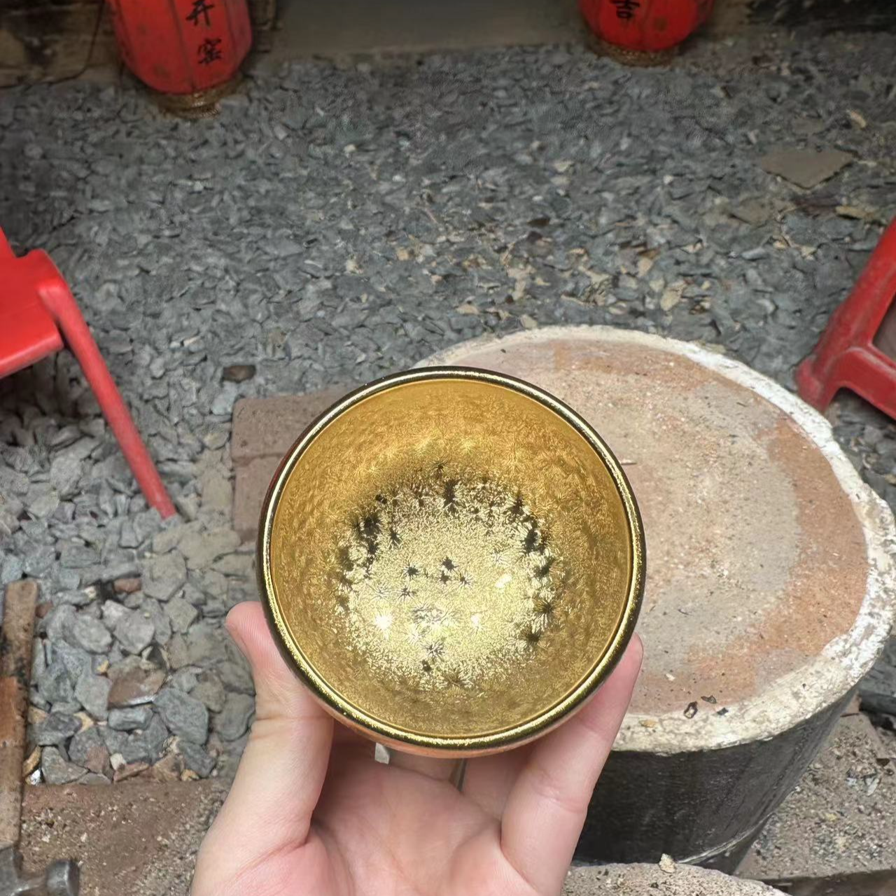 瓷器主人杯双面金禅定杯