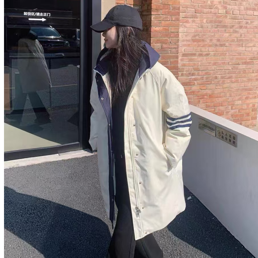 【艺术生派克】秋冬经典学院风中长款情侣连帽羽绒服