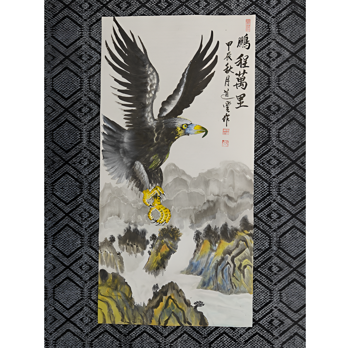 绘画作品，【鹏程万里】，直播间解道云老师现场创作