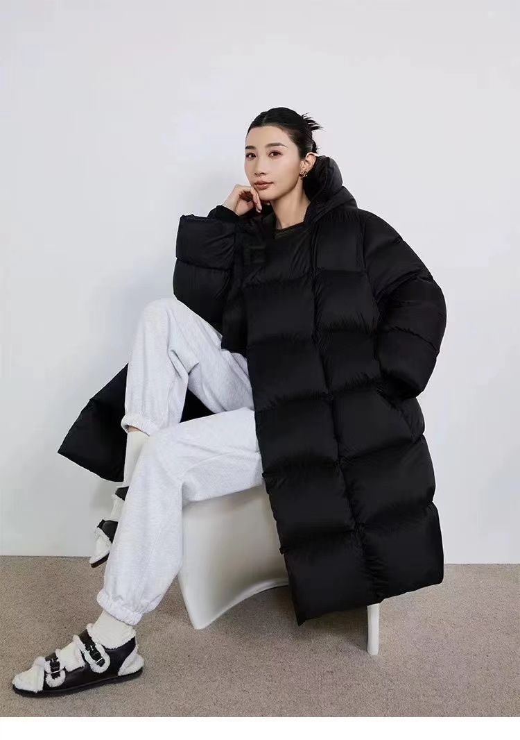 350克白鹅绒欧货女装冬季新款云朵泡芙350克巨舒服中长款外套