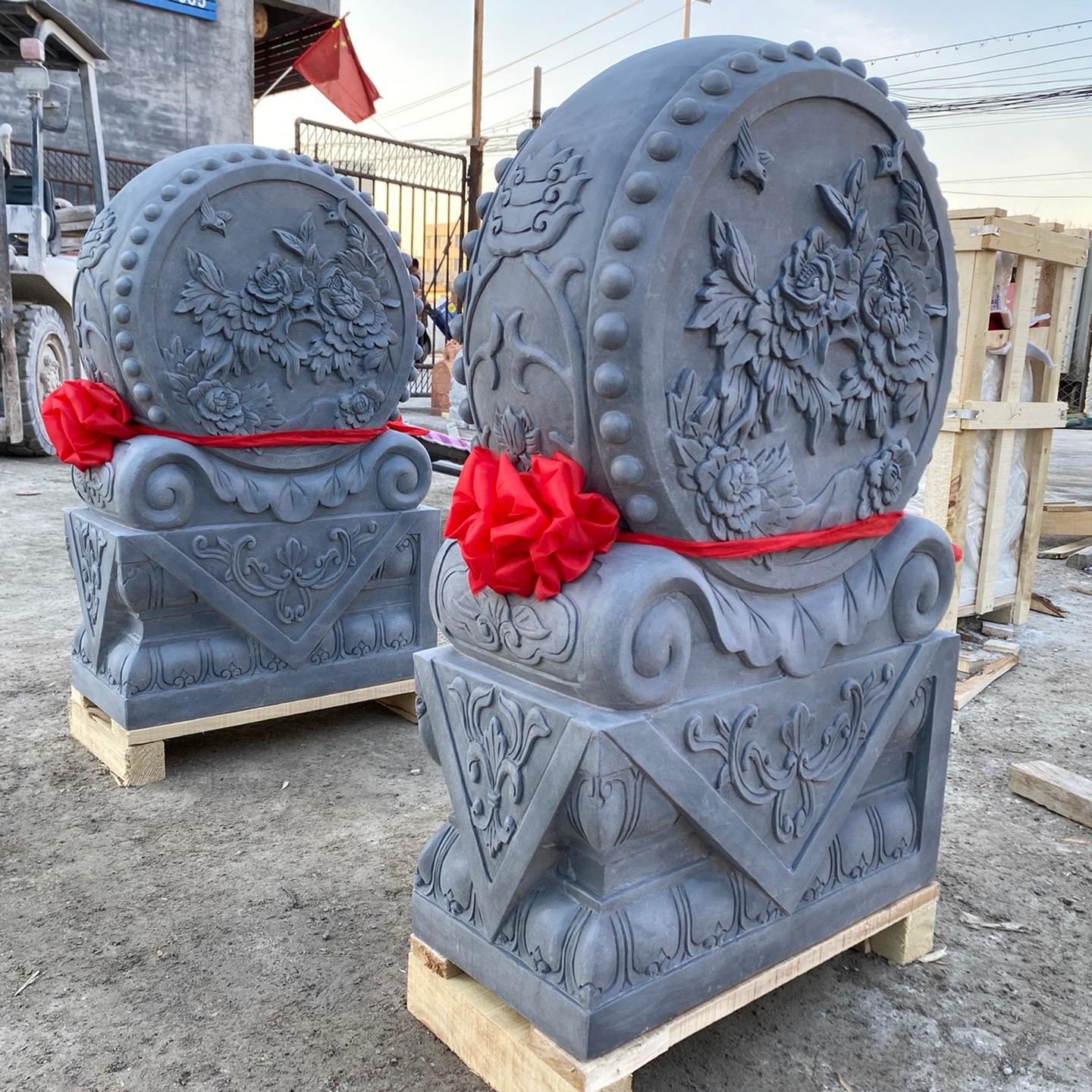 石雕汉白玉门墩抱鼓石一对石鼓大象青石貔貅别墅家用门口摆件