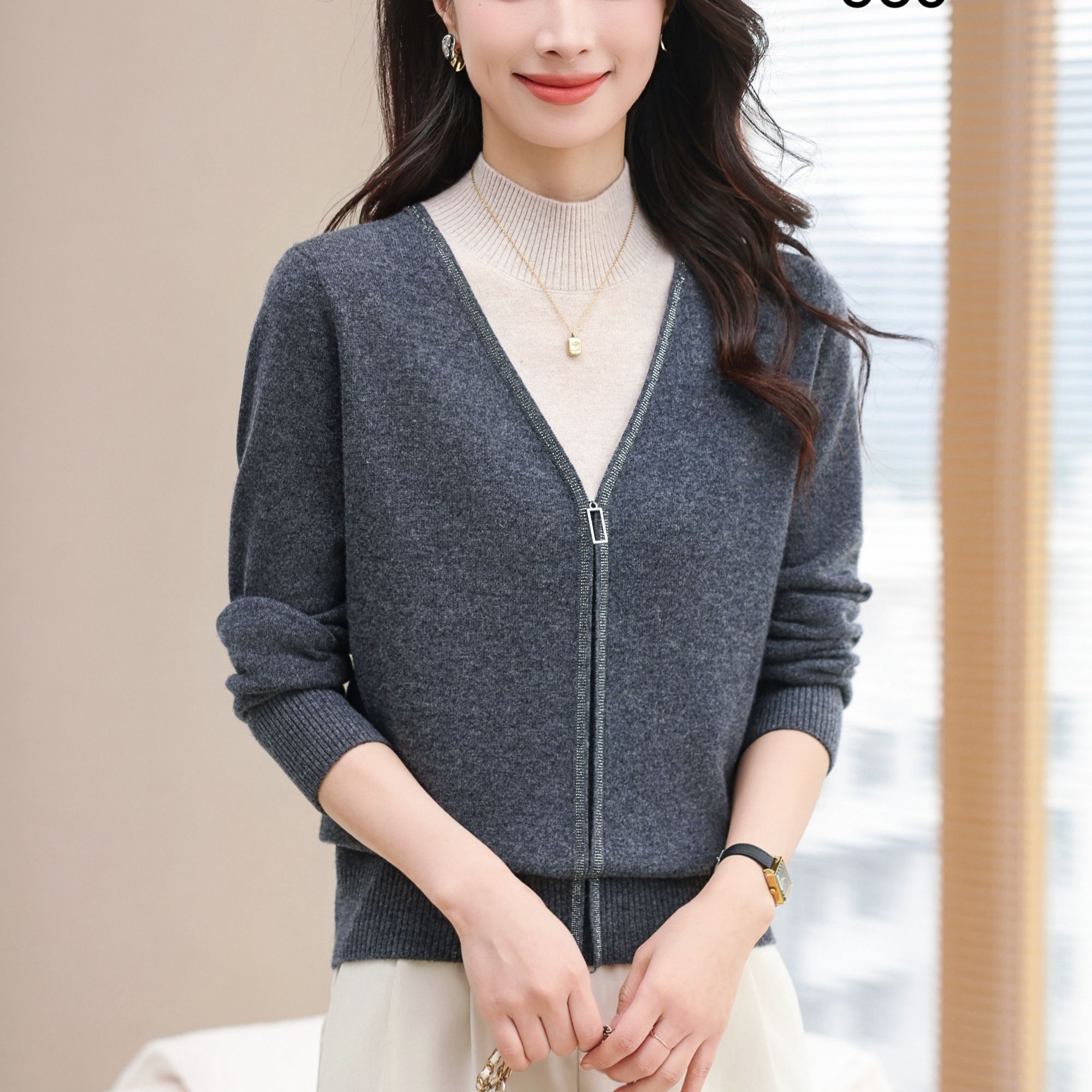 黛妍（201-300）100%羊绒羊毛半高领假两件桐乡毛衣女款2025新款