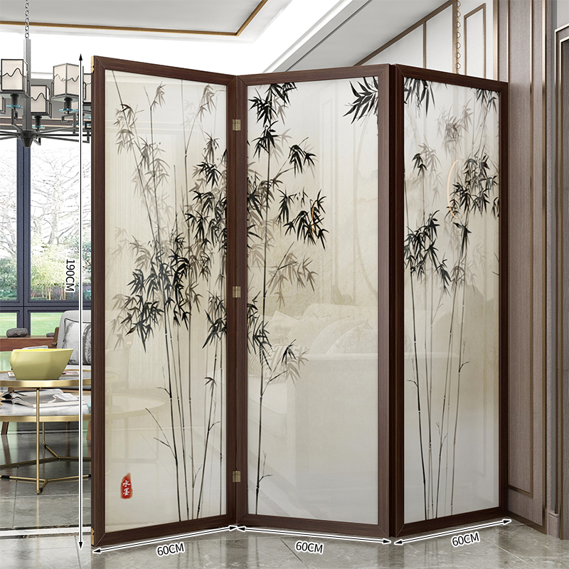 高品质禅意实木中国风屏风隔断板玄关客厅折叠移动新中式房间卧室