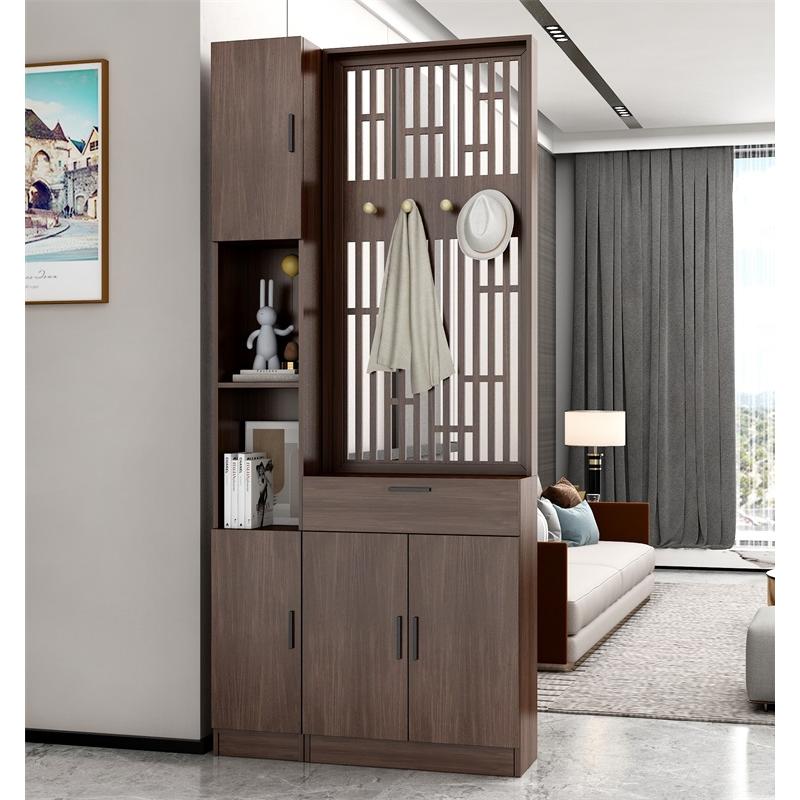 客厅屏风隔断挂衣架客厅简约现代进门入户门厅玄关柜实木新中式