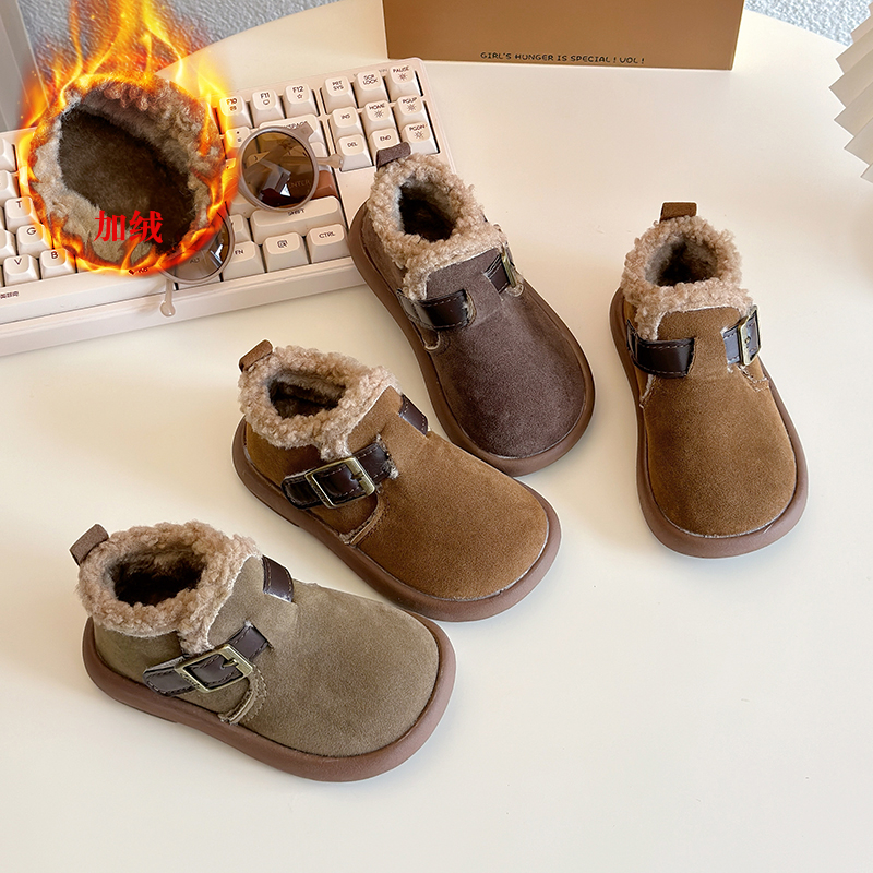 女童雪地靴2025秋冬季新款韩版加绒勃肯鞋保暖靴百搭儿童软底短靴