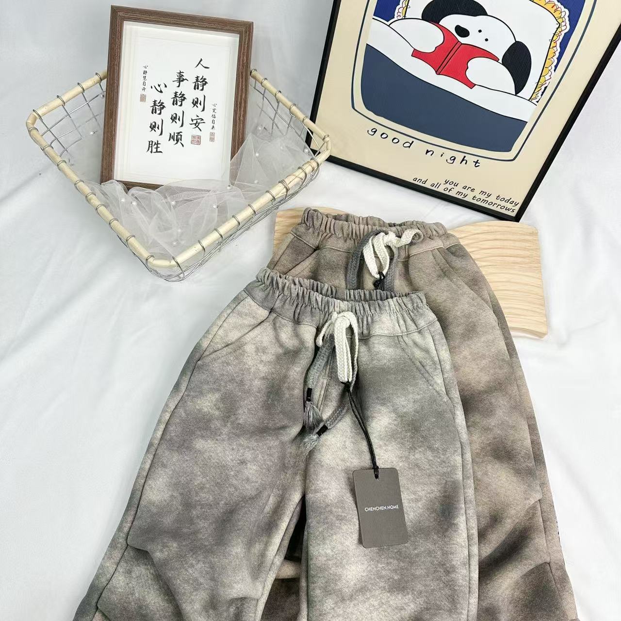 2050冬季新款儿童百搭设计感复合扎染加绒休闲裤