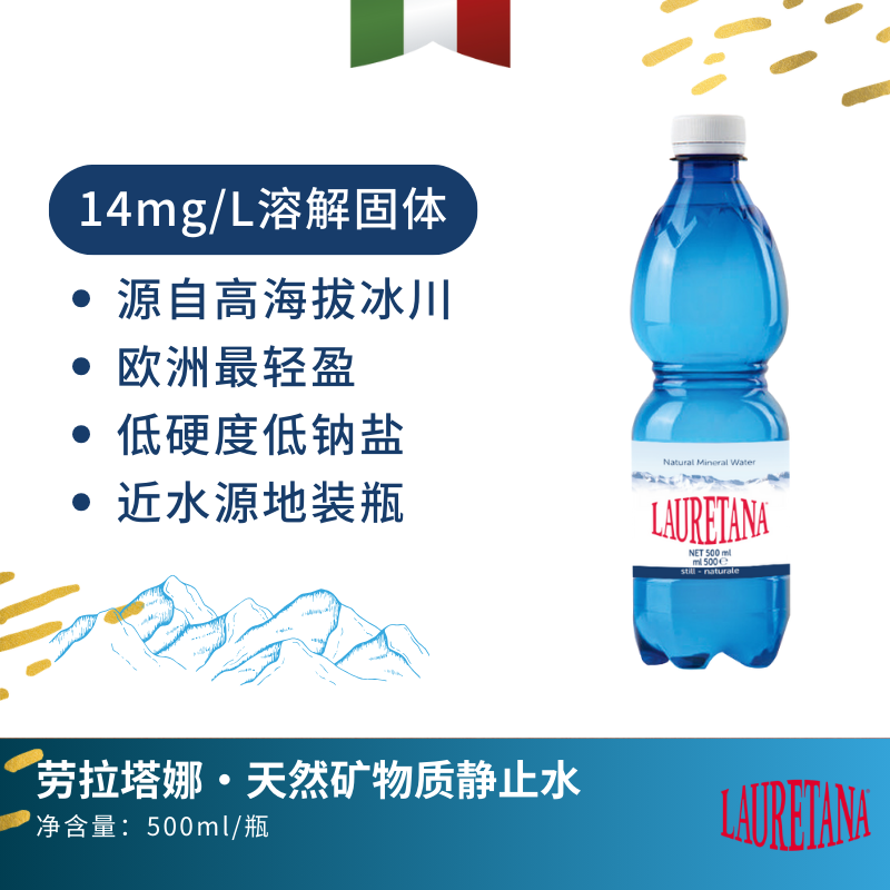 意大利进口劳拉塔娜矿泉水500ml静止水