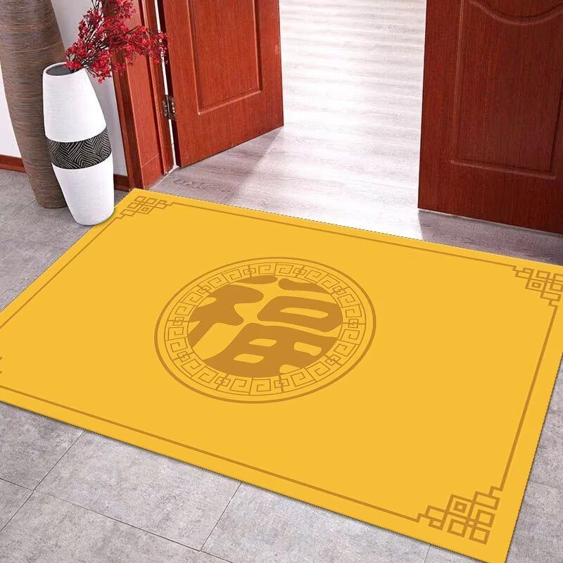 黄色开运招财入户门垫地垫玄关吸水防滑耐脏家用门垫地垫入户门垫