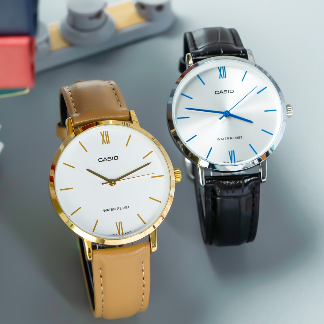 准新品 Casio/卡西欧 女时尚简约气质皮钢带石英女表LTP-VT01D-4B