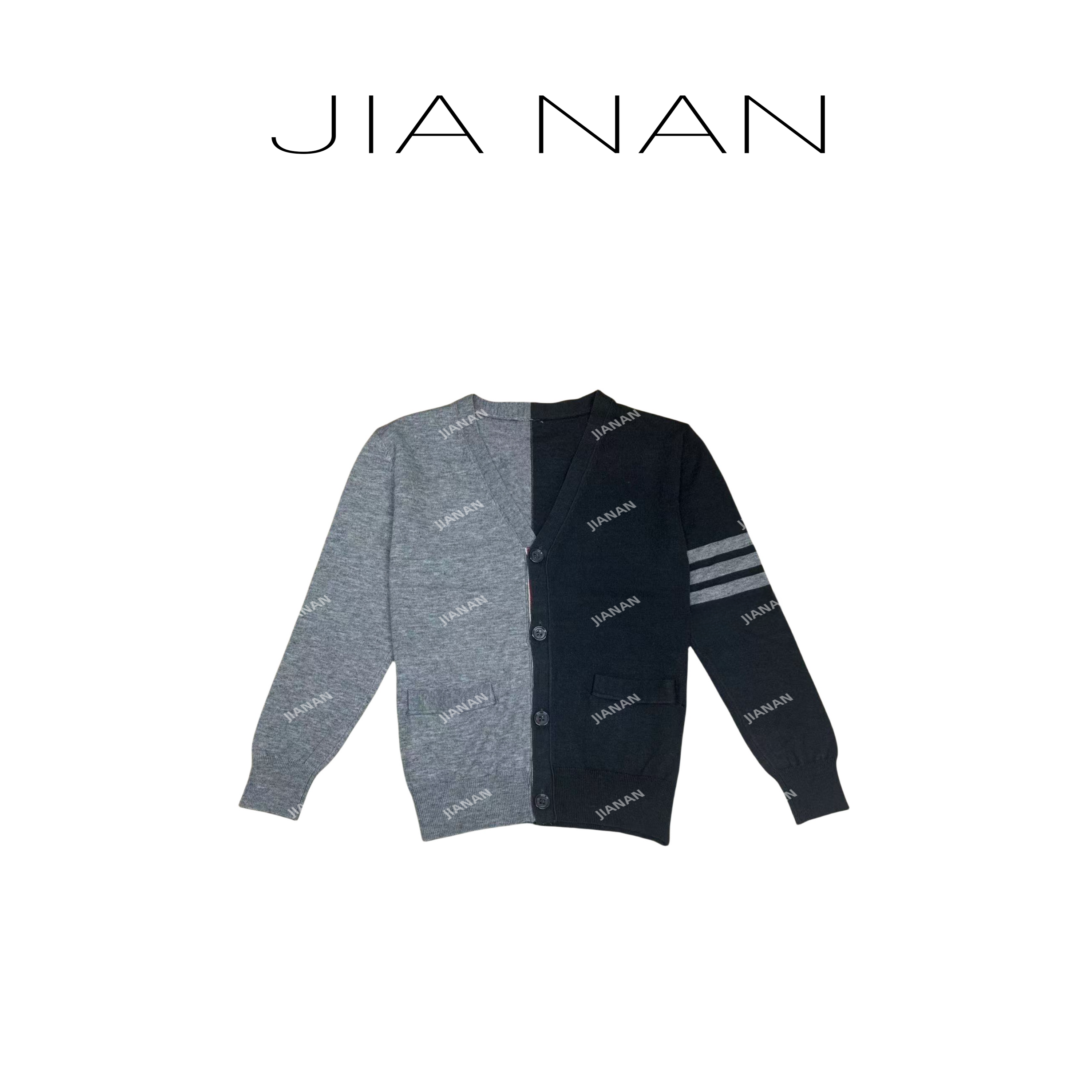 英伦风拼接撞色V领针织开衫C251