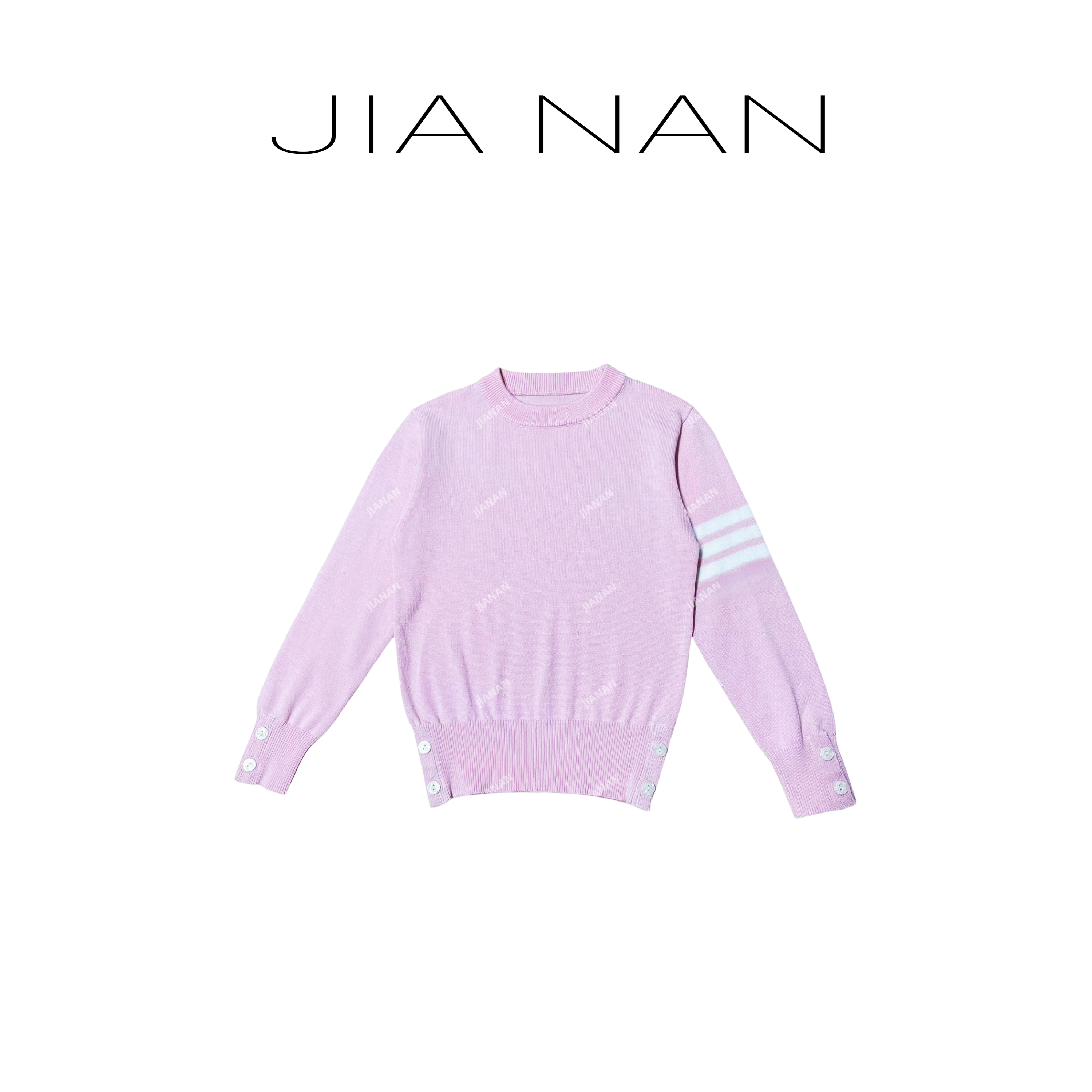 粉色圆领净版针织衫C222