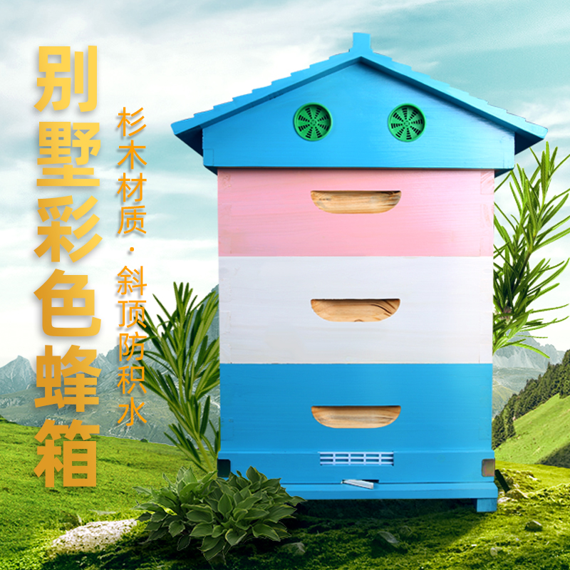 GN蜂箱(豪华别墅版)杉木中蜂彩色蜂箱ZW中蜂箱国宝箱格子GN-H蜂箱