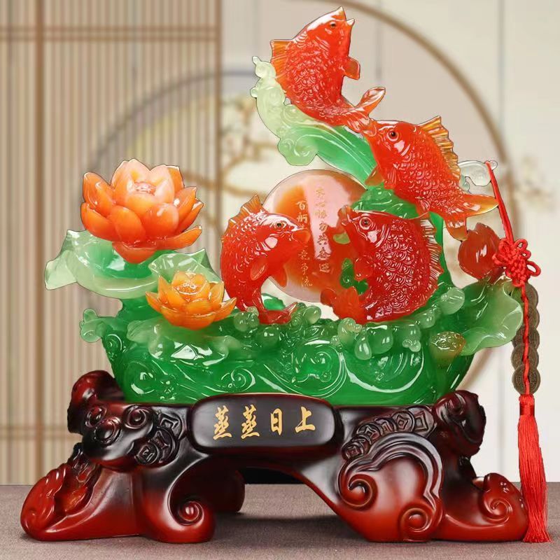 蒸蒸日上年年有余鱼客厅玄关电视柜酒柜家居摆件工艺乔迁新居高档