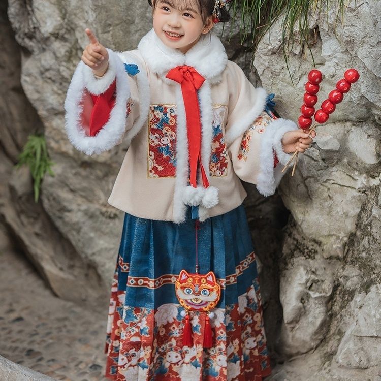 女童汉服冬款古装中国风马面裙儿童唐装秋冬季过年服拜年衣服宝宝
