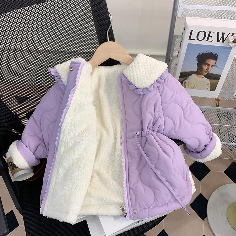 女童冬装棉服外套2023新款宝宝洋气棉袄加绒夹棉小童冬季儿童加厚