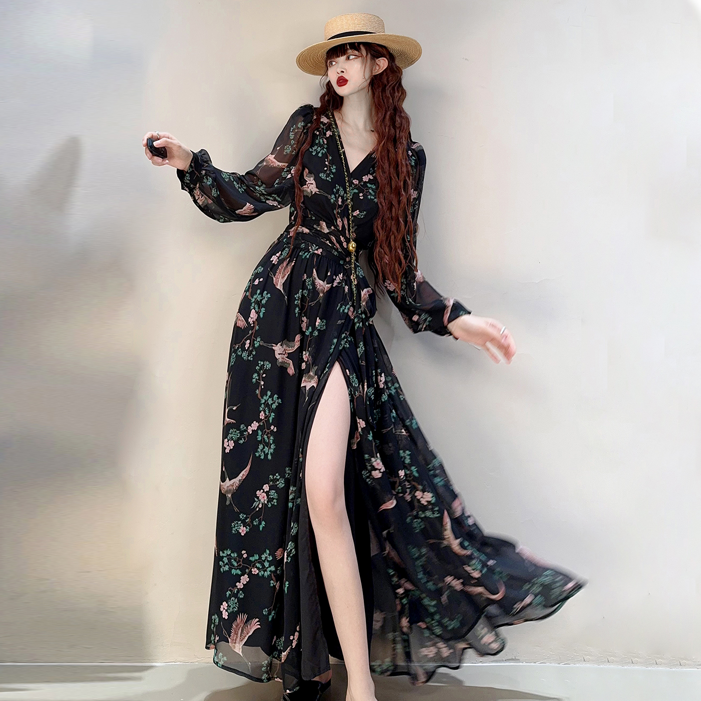 孤品断码捡漏！女神气质连衣裙夏季新款长款及踝长裙收腰显瘦裙子