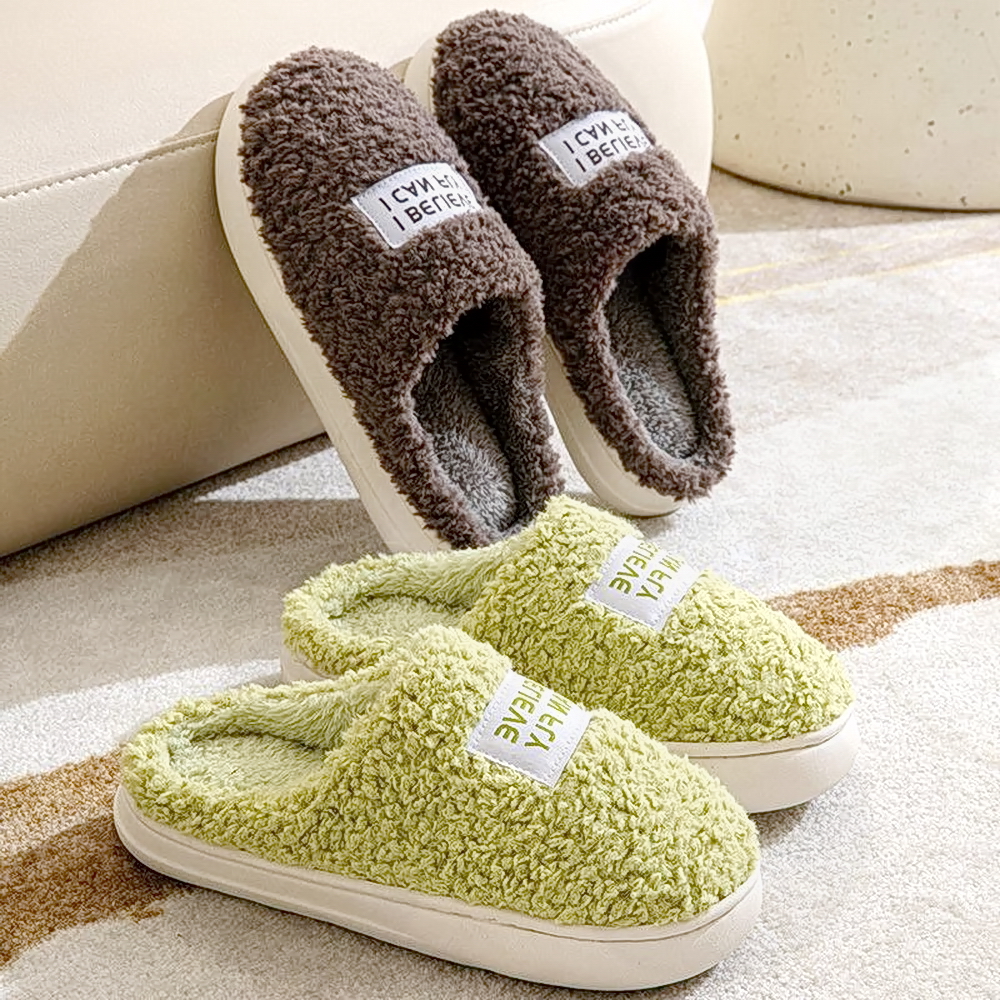 可外穿拖鞋情侣轻便居家防滑秋冬季新款男女室内保暖皮厚底软底款