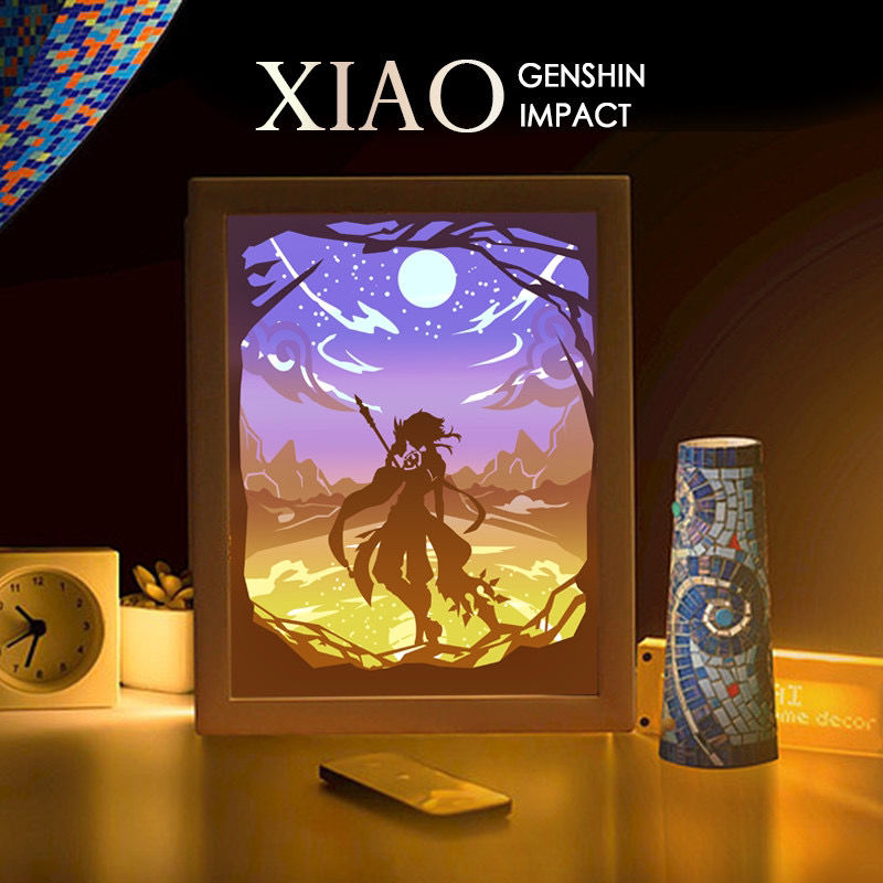 原神同人周边魈立体纸雕枫原万叶胡桃钟离小夜灯摆件宿舍床头台灯