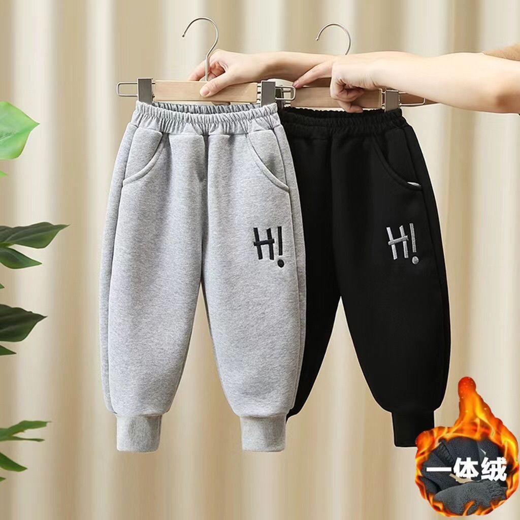 童装裤子中小童加绒加厚运动裤宝宝冬季外穿长裤百搭保暖束脚裤