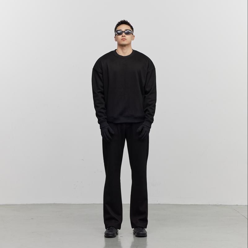 Basic Unit 基本单元 新款圆领加绒卫衣套装宽松长裤休闲两件套冬