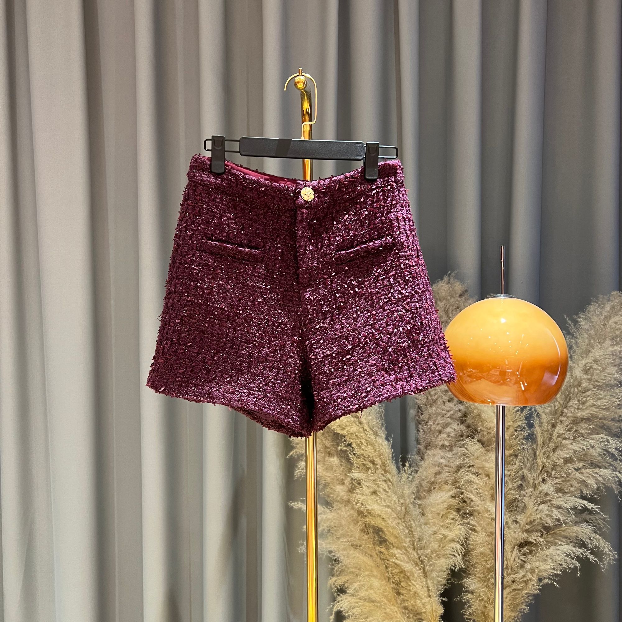 早秋短裤新款出门安可拉红小香风气质时尚短裤重工粗花呢裤子A057