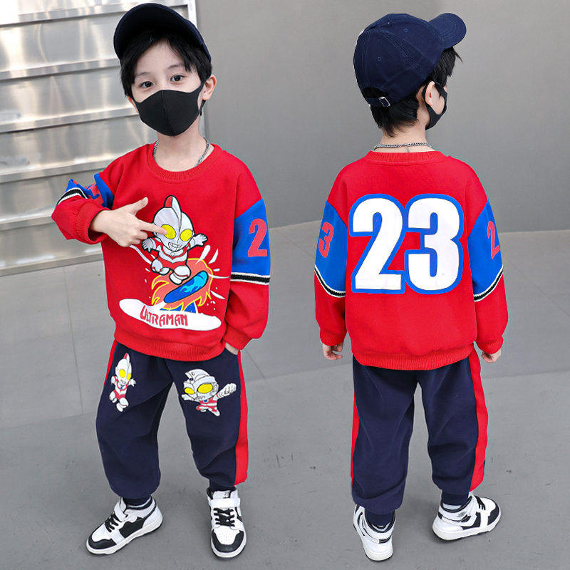 奥特曼男童衣服2025新款儿童春秋款套装帅气宝宝时髦秋装男孩童装