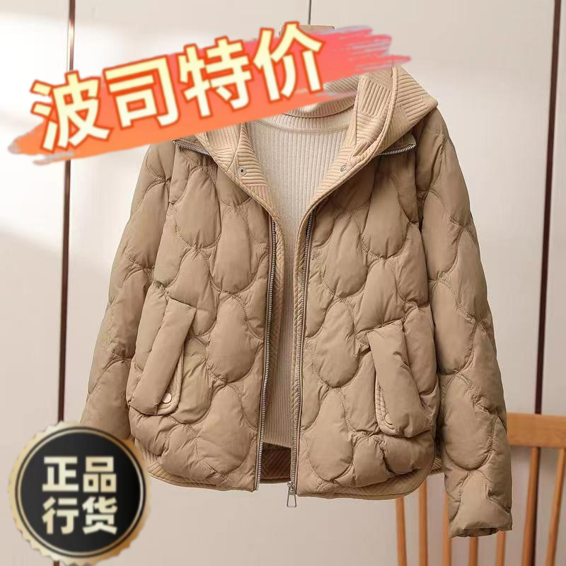 新款韩版羽绒衣女假两件连帽棉服女冬装短款时尚棉袄宽松外