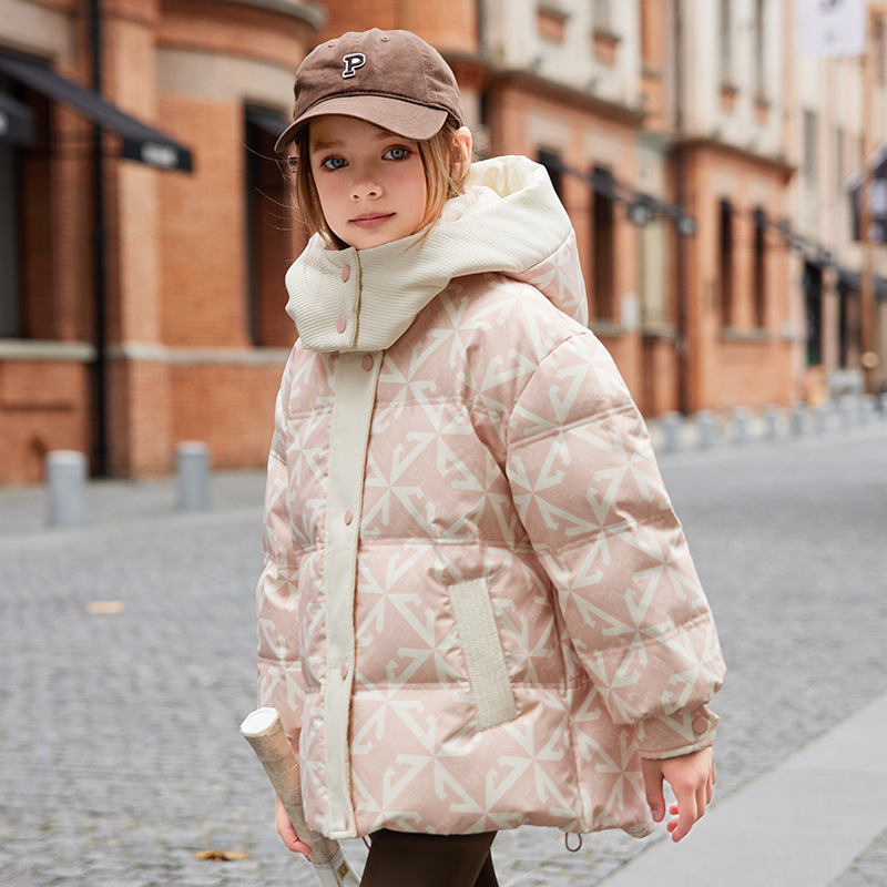 巴拉巴拉女童羽绒服冬季加厚白鸭绒女孩中大童女宝连帽洋气短款