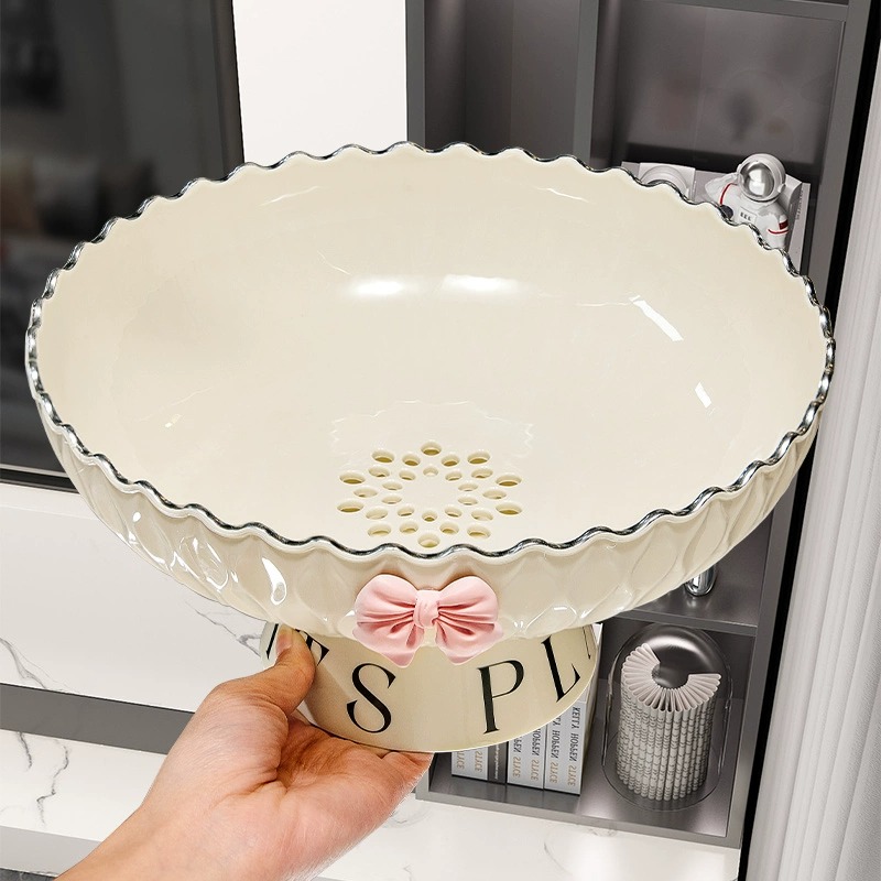 高颜值水果盘2024款沥水篮客厅家用茶几干果盘糖果摆放盘轻奢高档