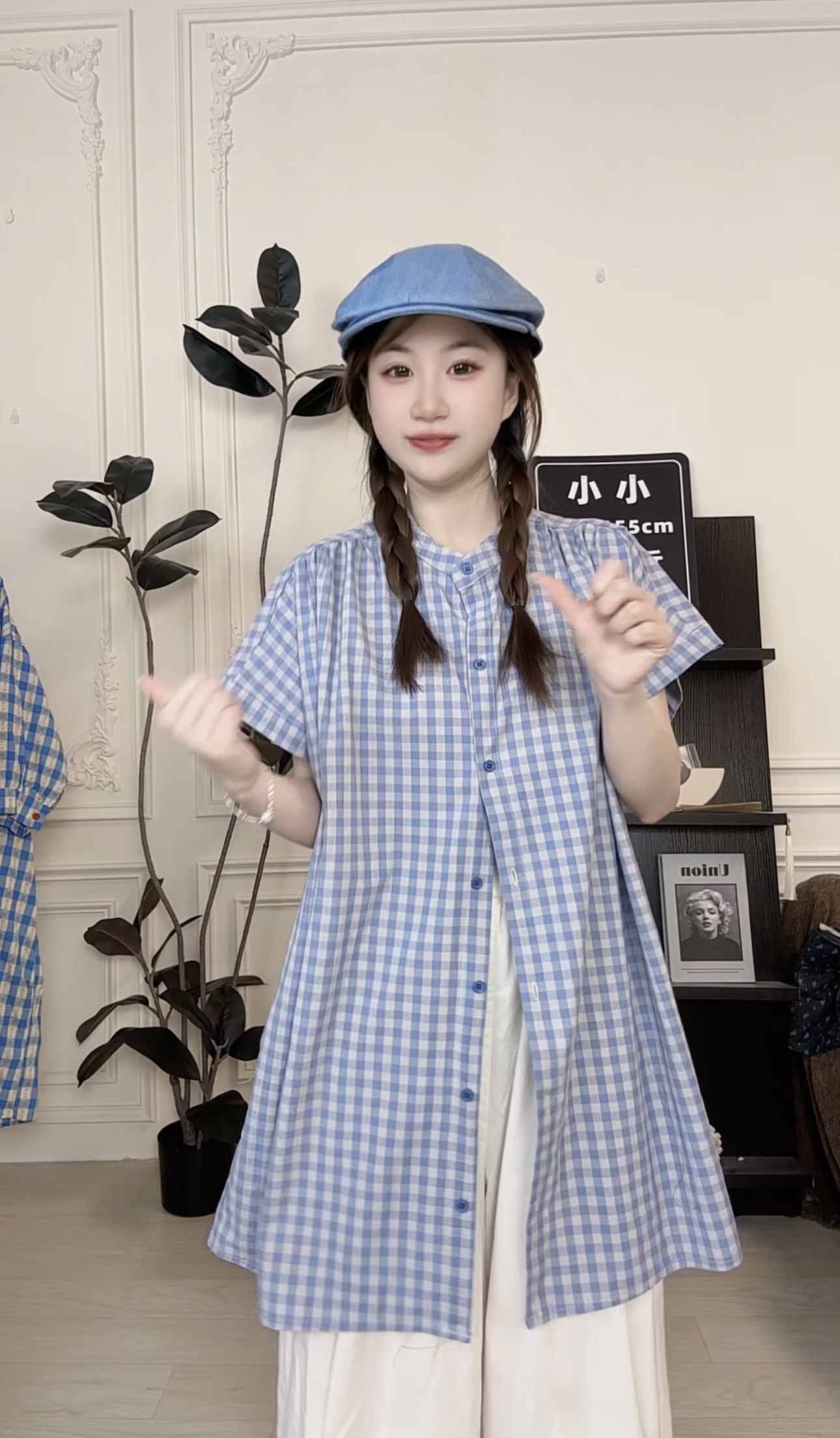 【小小推荐 蓝色小心情】夏季韩系蓝色文艺显瘦短袖宽松衬衫