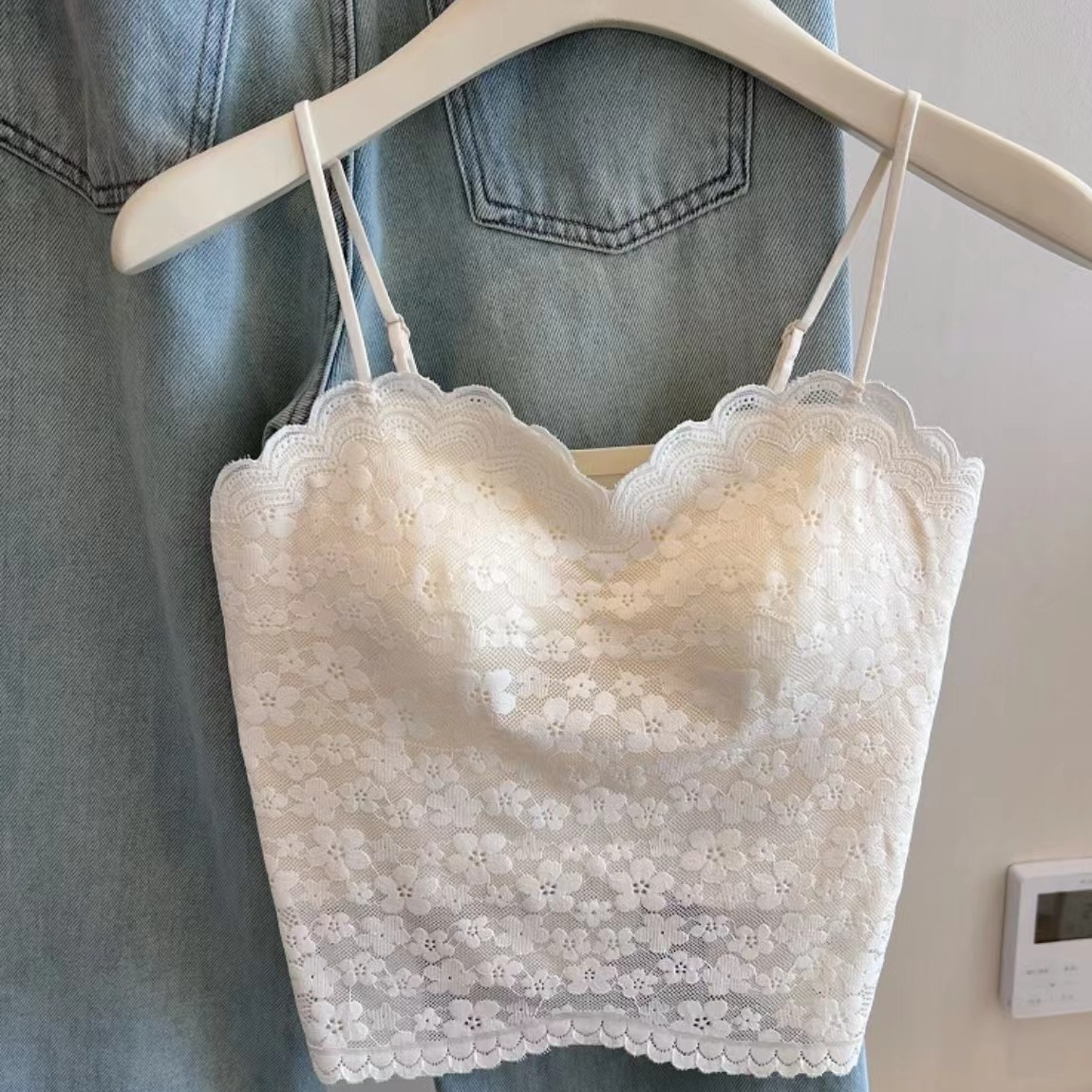 丽丽推荐/米白色蕾丝吊带女春夏内搭打底美背~