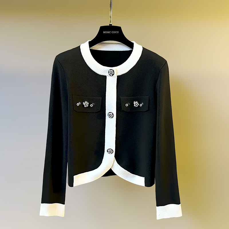  【MOMCCOCO】秋季法式小香风针织开衫短外套女修身短款气质上衣